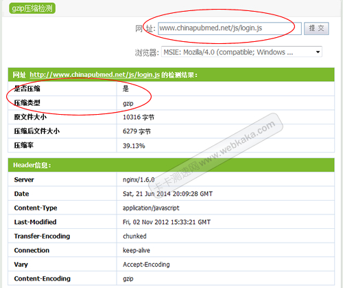 Nginx啟用Gzip壓縮js成功