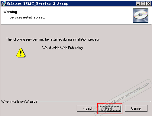 提示W(wǎng)WW服務(wù)需要重啟，直接點(diǎn)擊“Next”