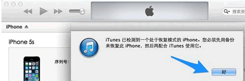 檢測(cè)到恢復(fù)模式的 iPhone