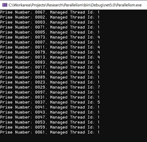 C#使用并行性檢索 1 到 100 之間的素數(shù)