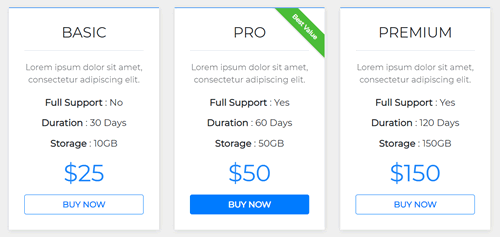 CSS 定價(jià)表（Pricing Table）-2