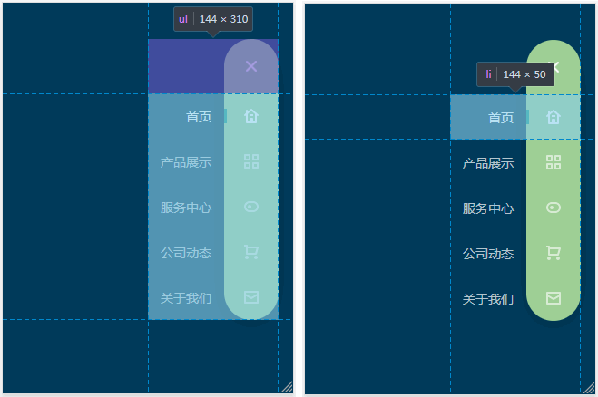 ul 和 li 元素，它們是導(dǎo)航菜單的容器和項(xiàng)目列舉