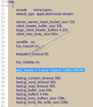 在http配置里設(shè)置X-Frame-Options