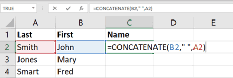 CONCATENATE 在 Excel 中連接文本字符串